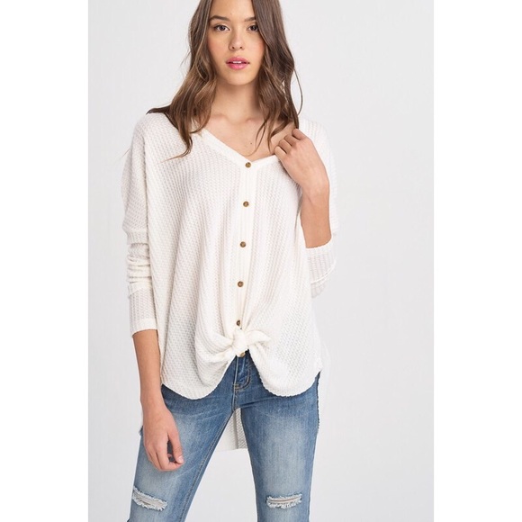 Eve Button Down Thermal - Ivory - Picture 3 of 5